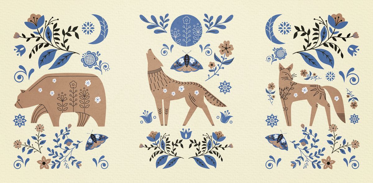 Blue Neutral Scandinavian Animals