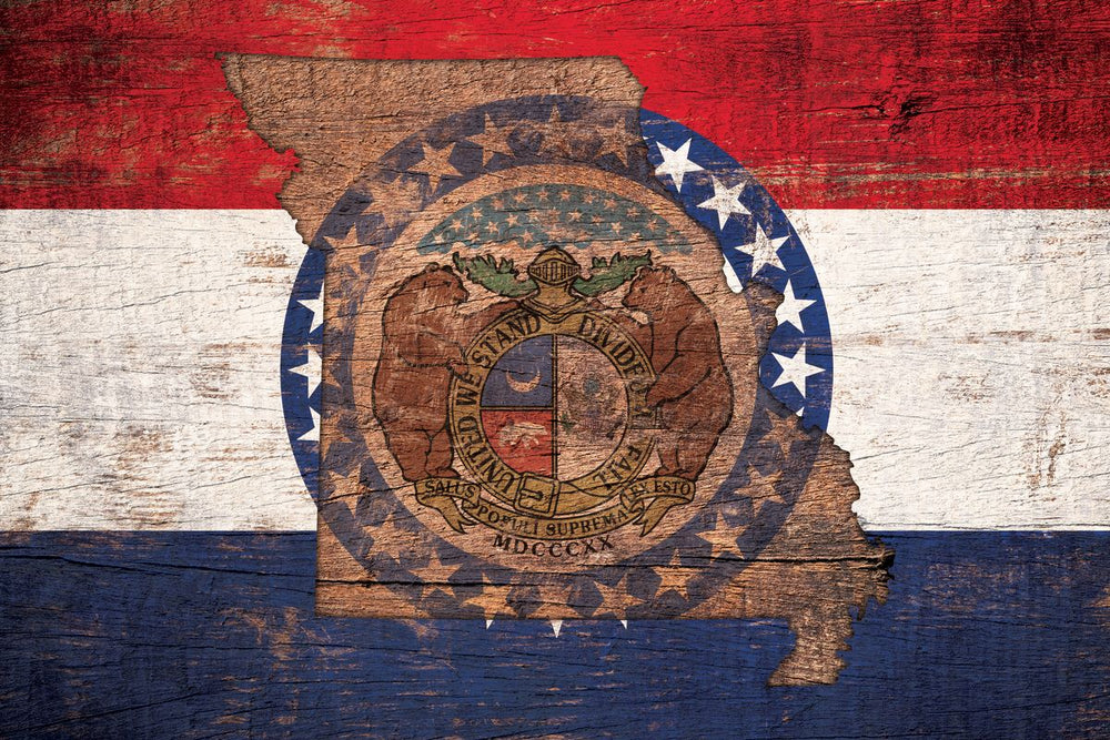 State Map Over Missouri Flag