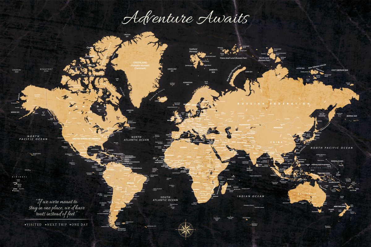 Adventure Awaits V Push Pin World Map