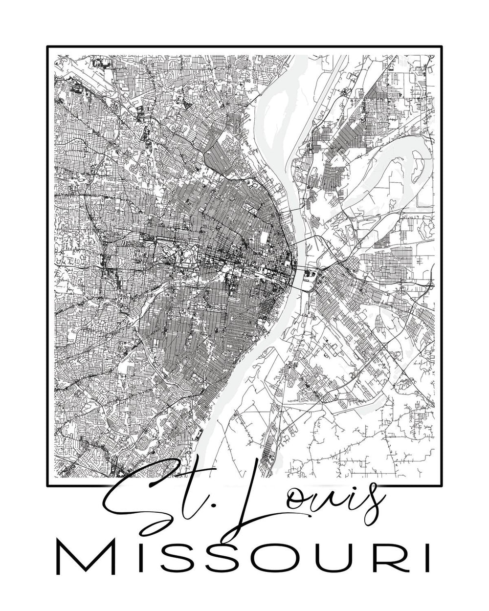 Minimalist St. Louis City Map