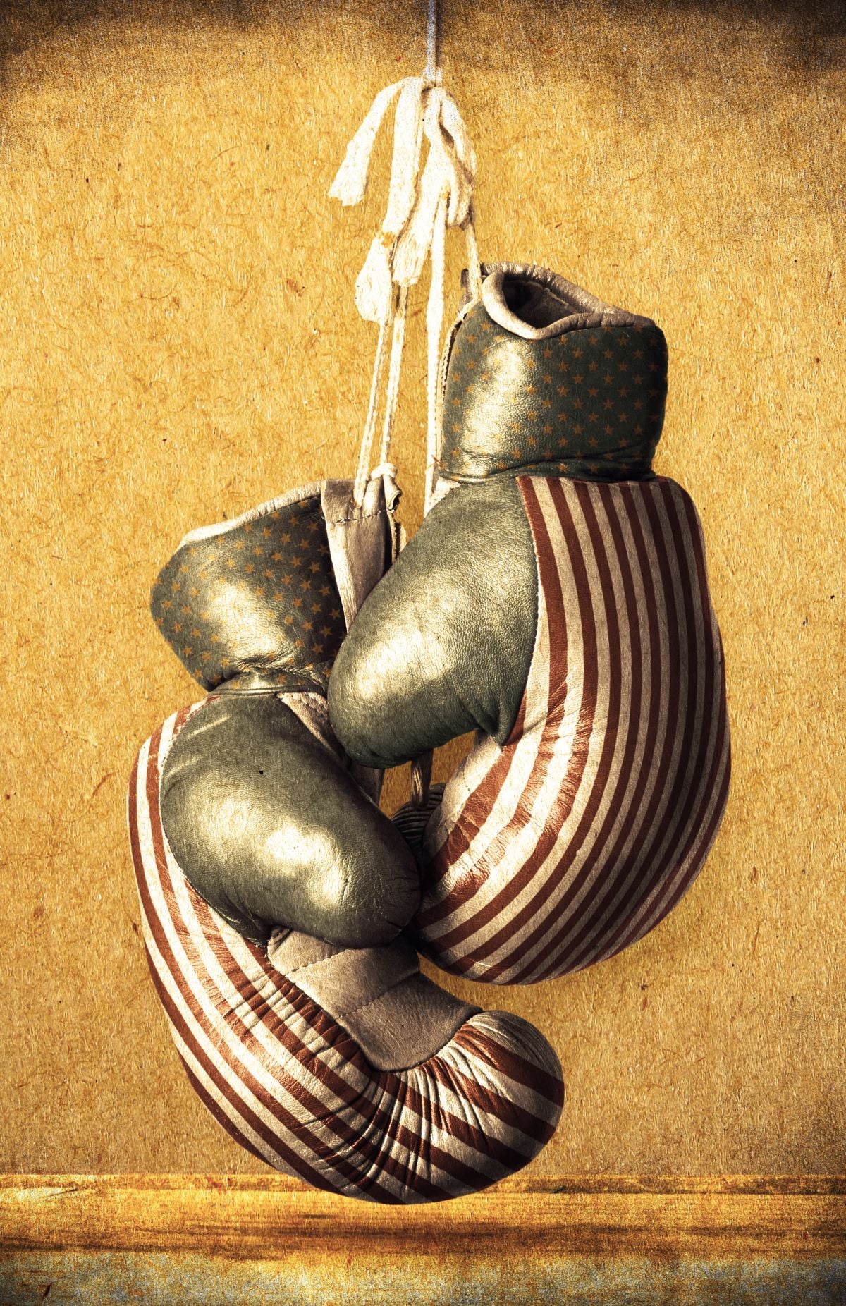 Hanging American Boxing Gloves