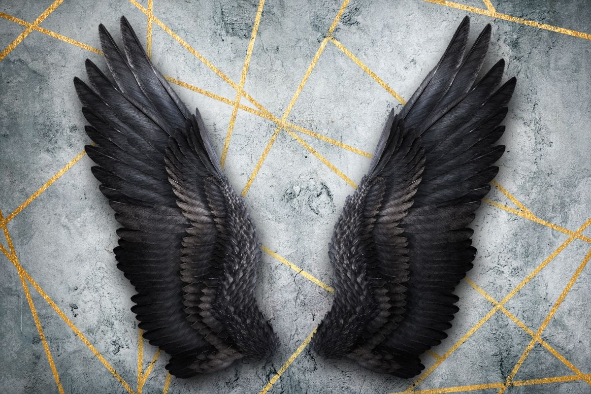 Geometric Black Angel Wings