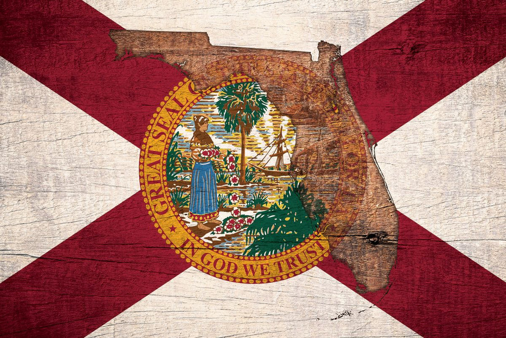 State Map Over Florida Flag