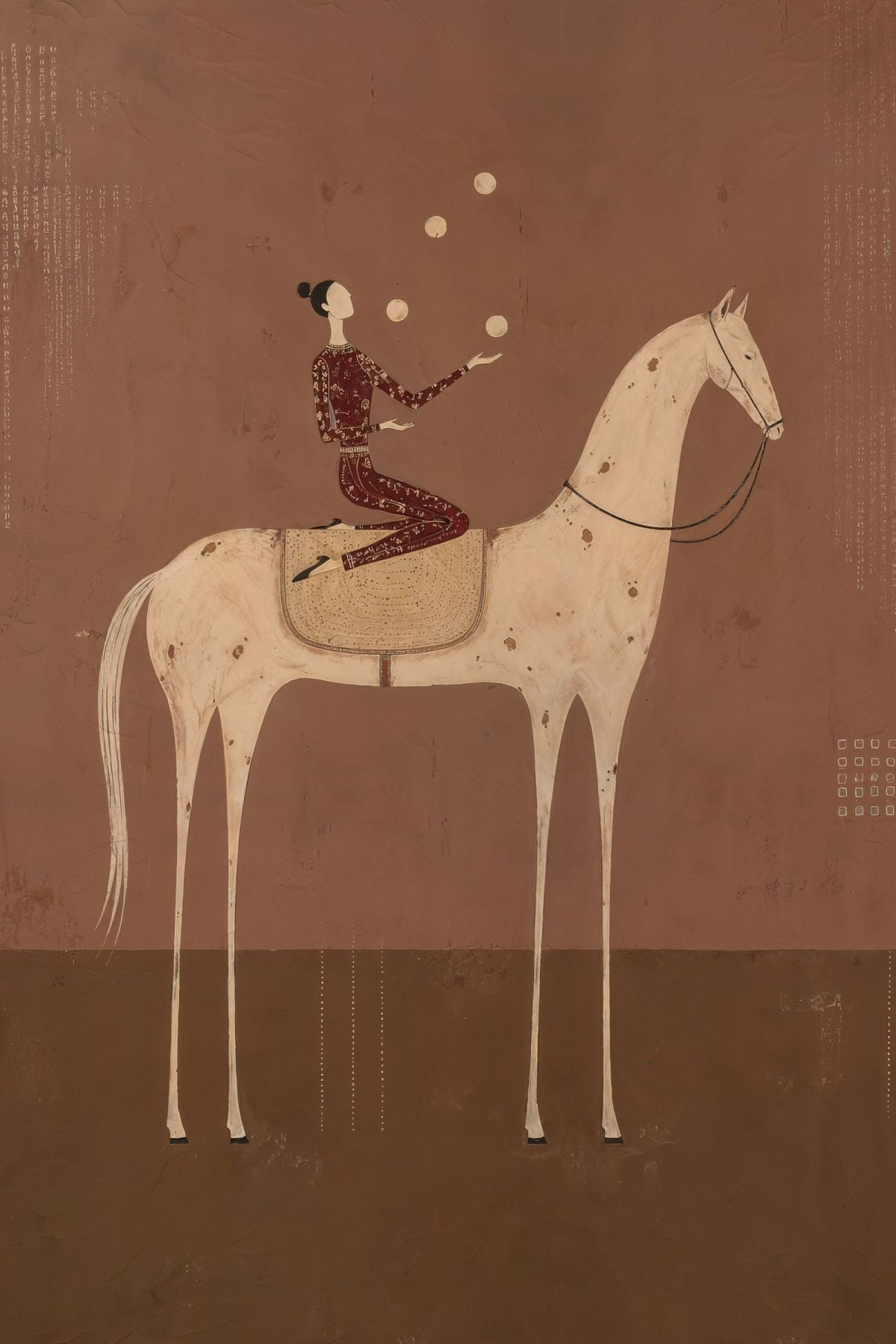 The Equestrian Juggler Minimalist Painting