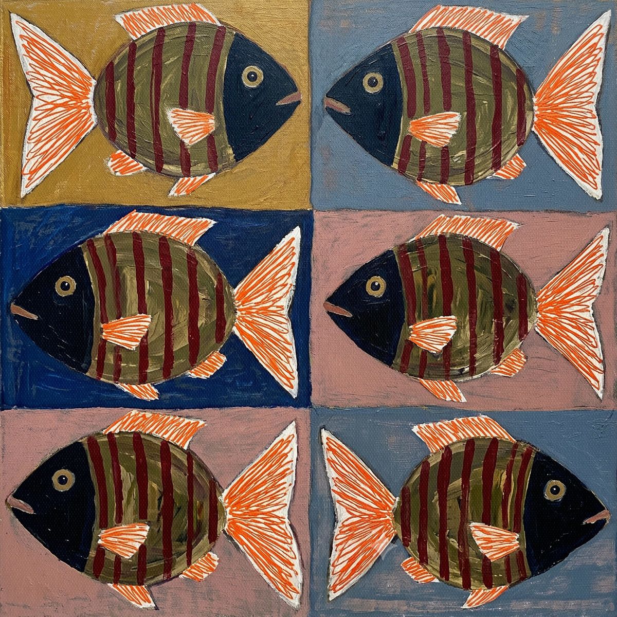Stylized Tropical Fish Pattern Pop Art