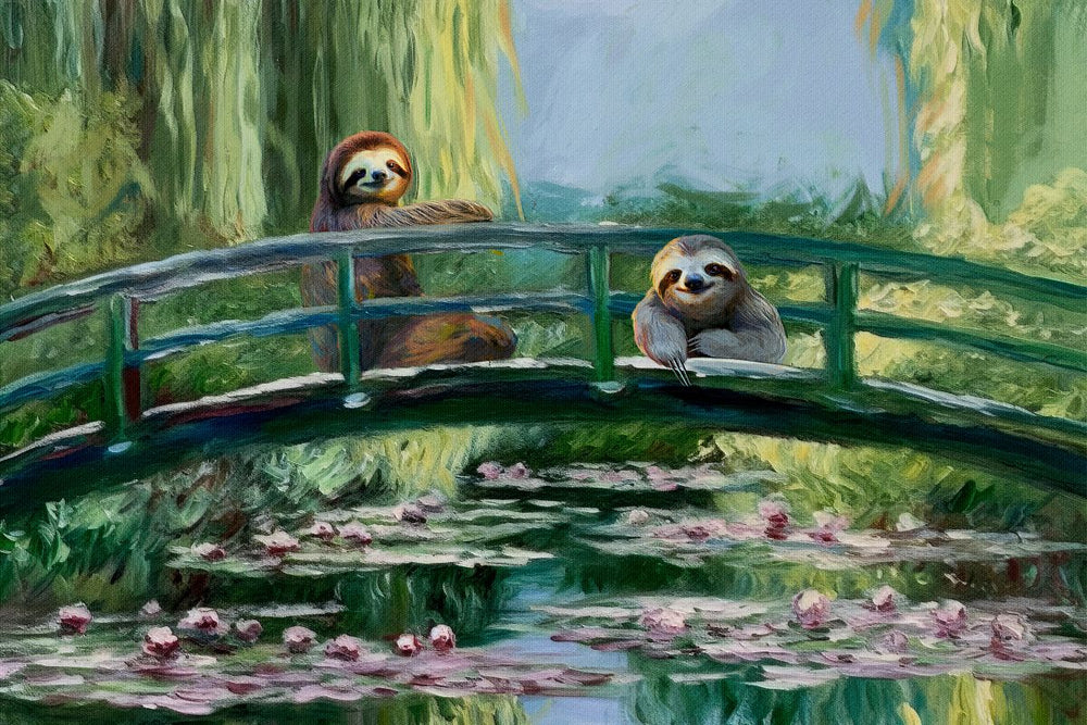 Sloths On Japanese Bridge