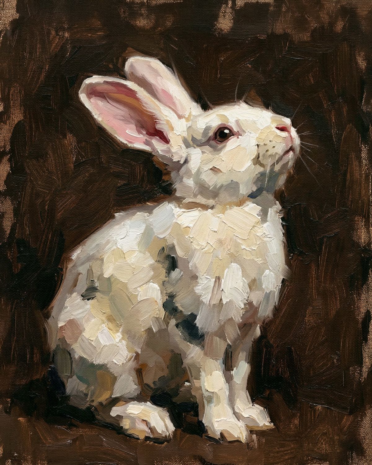 White Rabbit on Dark Background