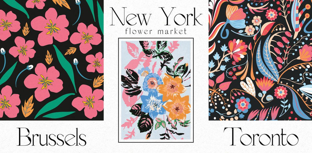 Brussels New York Toronto Flower Market Posters