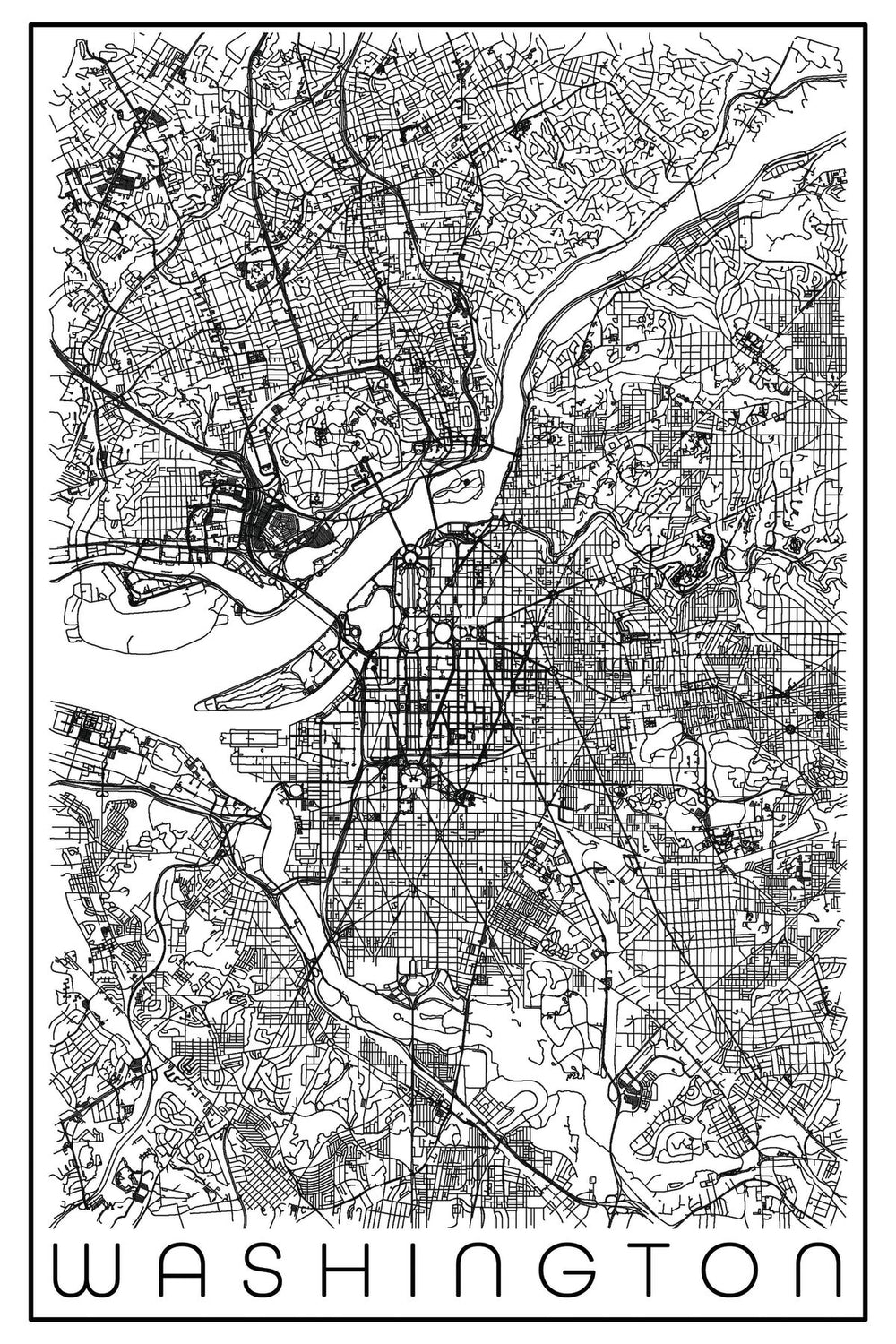 Minimalist Washington City Map