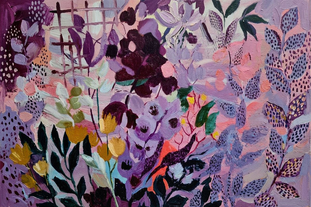 Abstract Purple Garden in Full Bloom