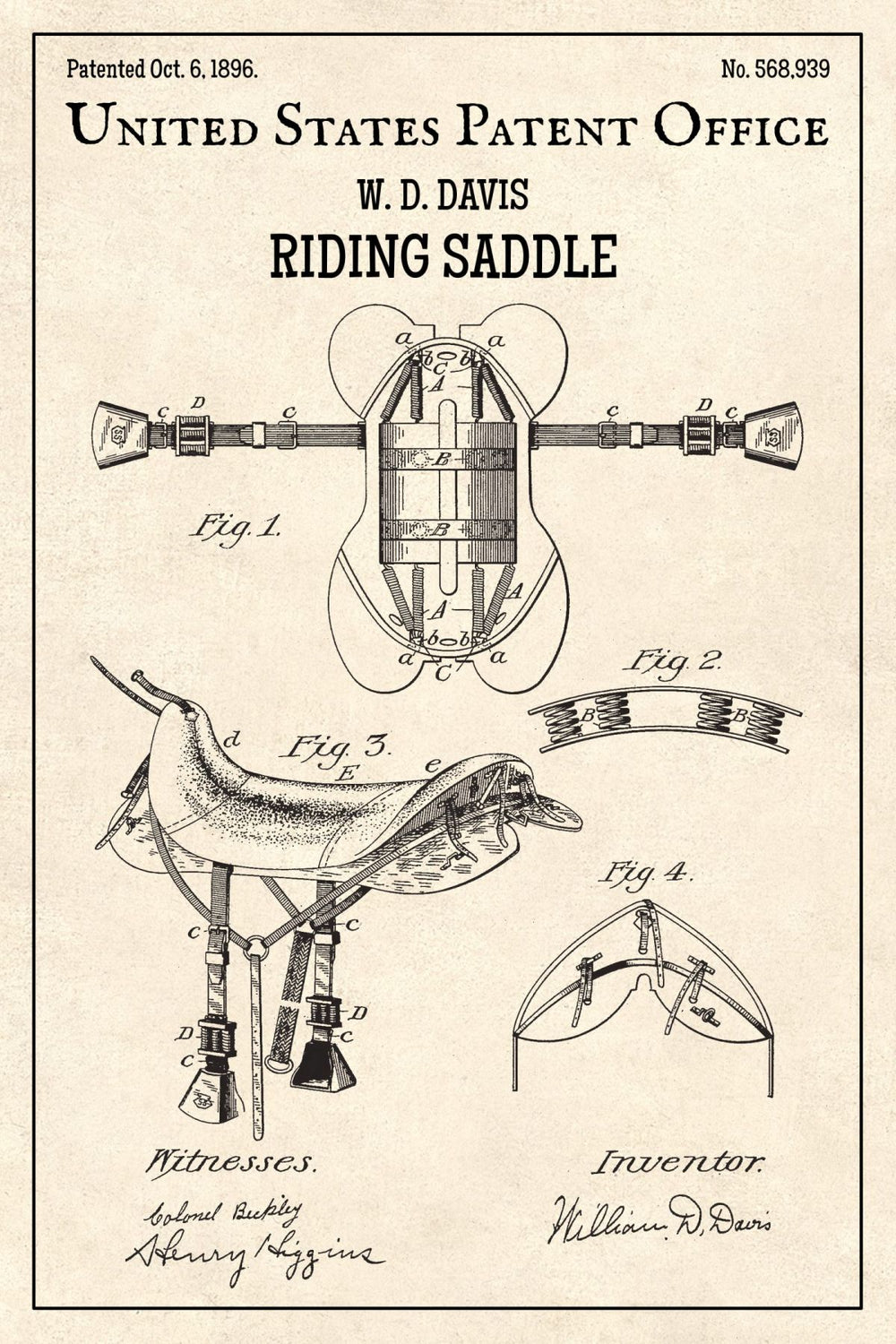 Riding Saddle Patent 1896