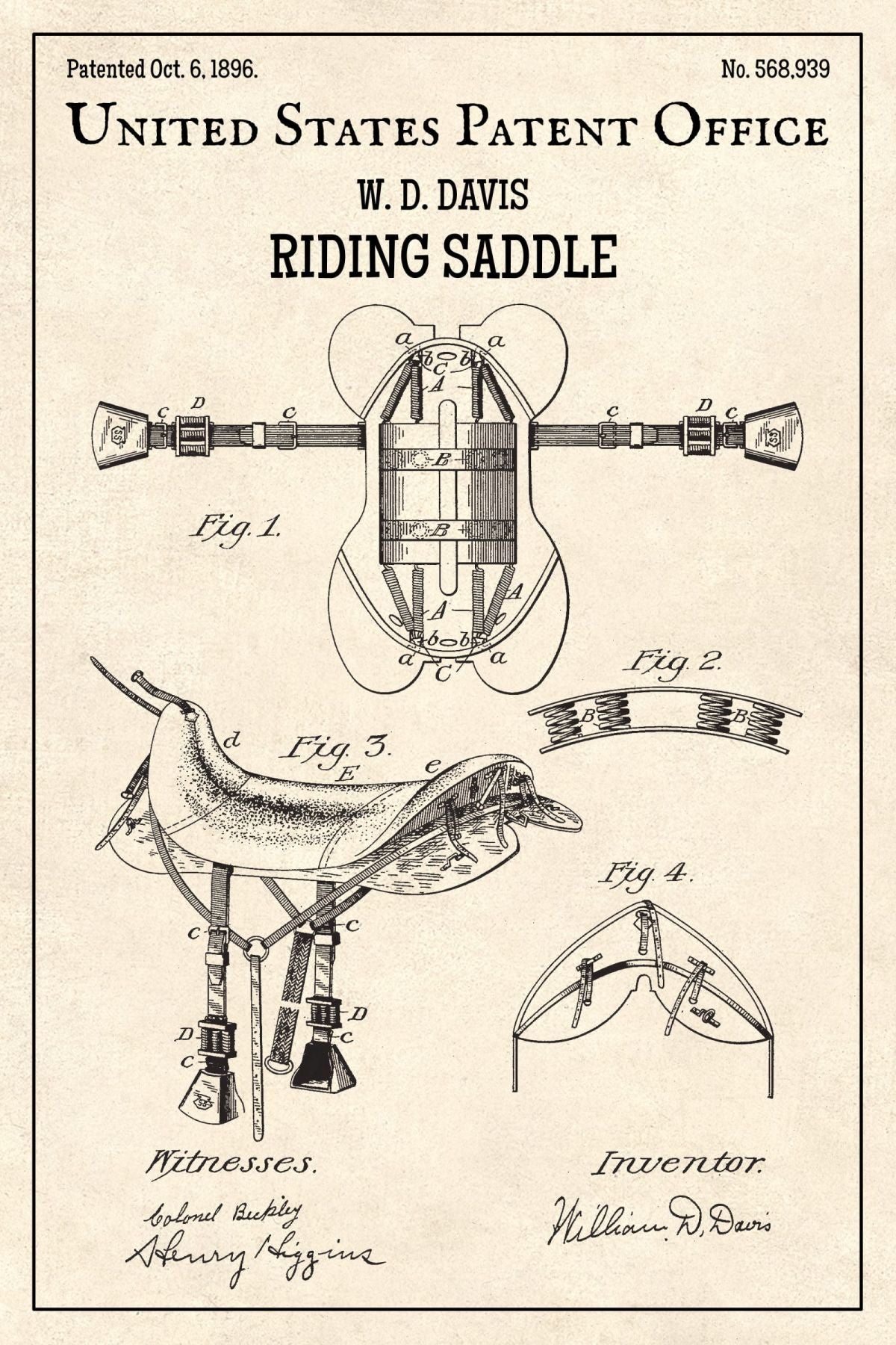 Riding Saddle Patent 1896