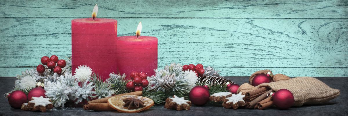 Christmas Table Setting On Wood