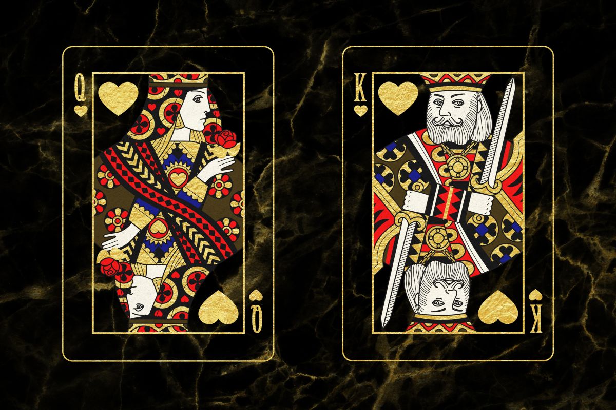 King And Queen Of Hearts On Marble