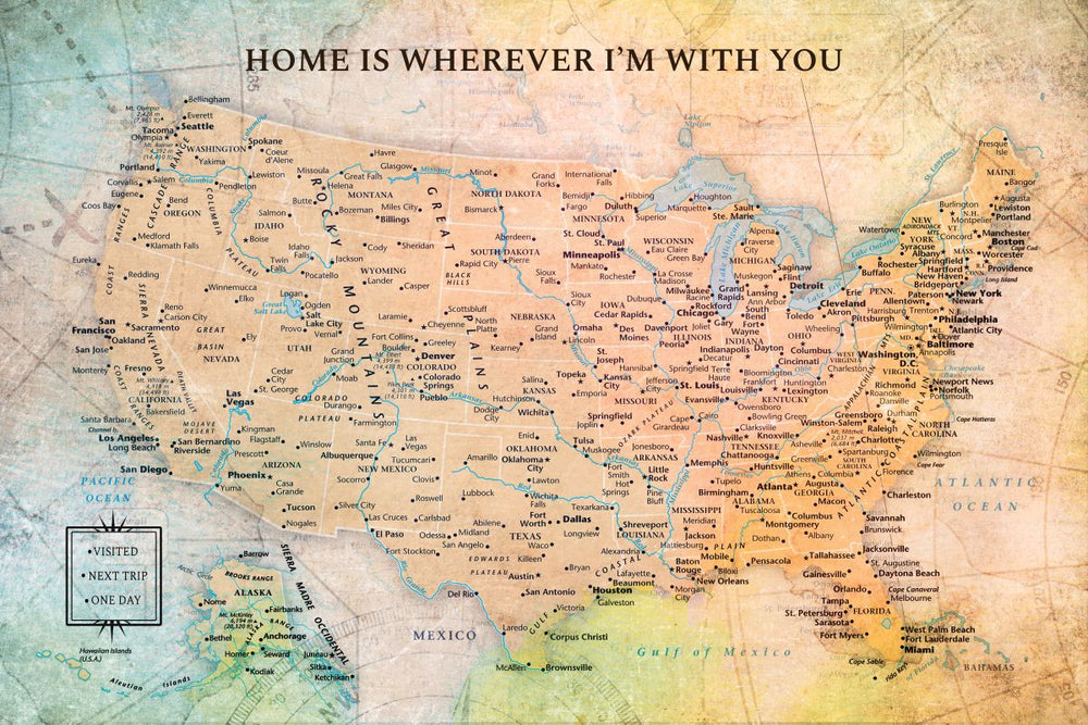Home With You Push Pin USA Map