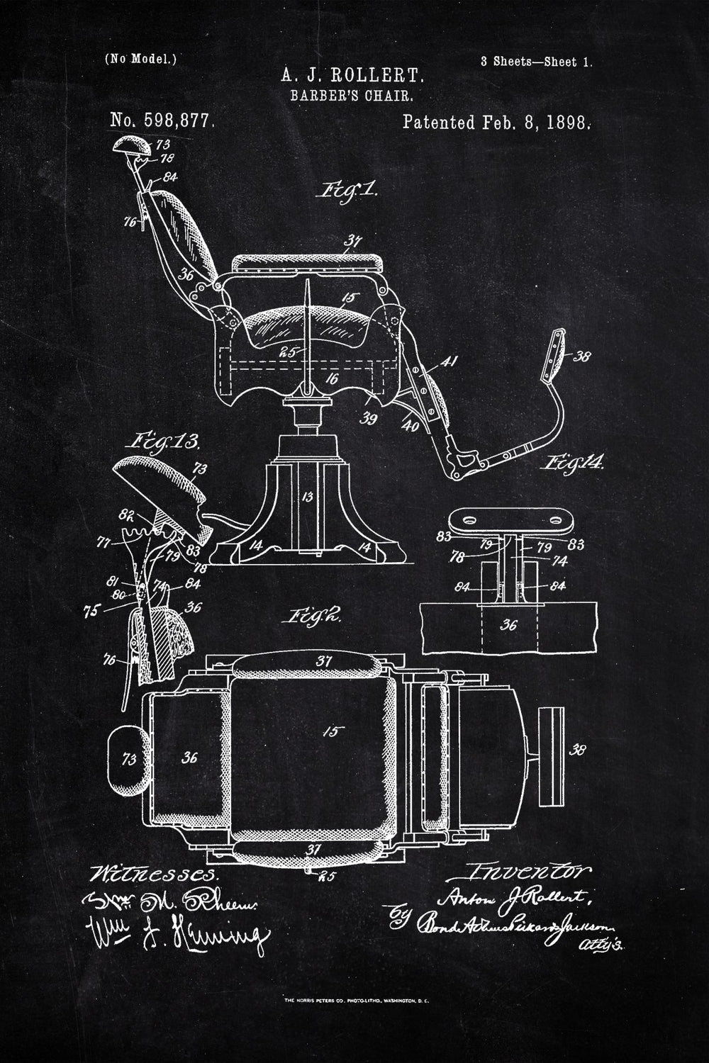 Barber's Chair Vintage BW Patent