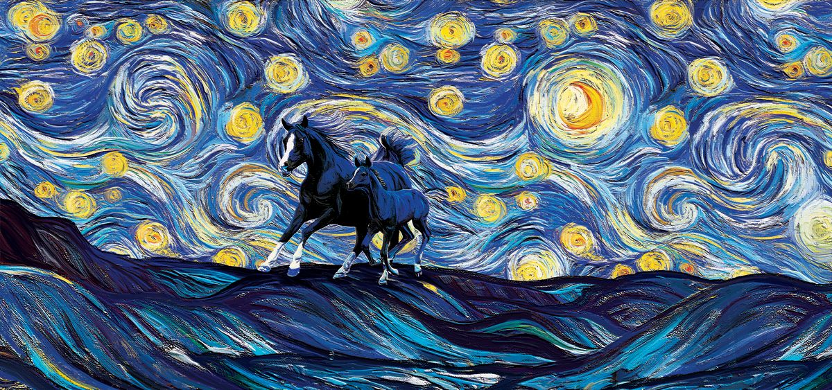 Running Horses Starry Night