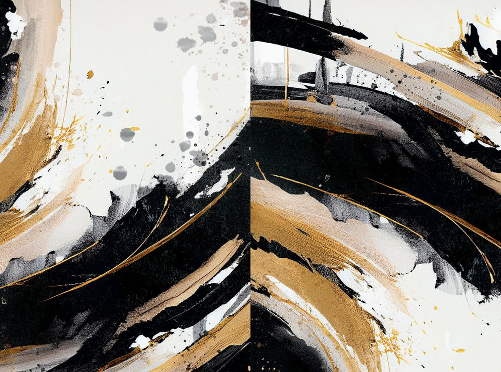 Beige Gold Streaks Diptych