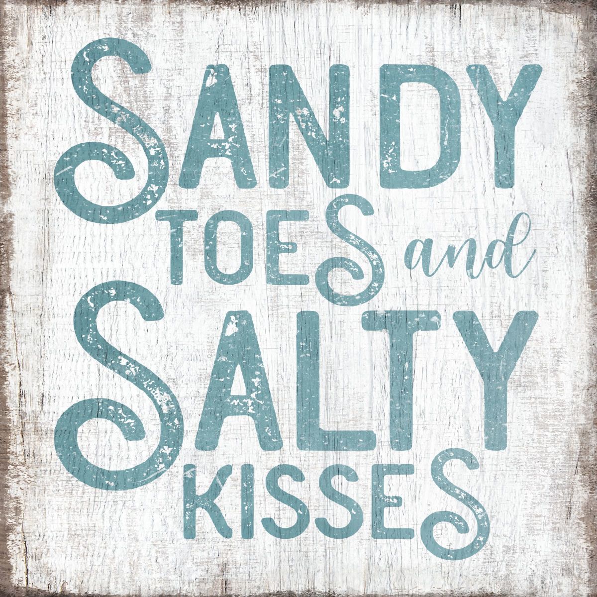 Sandy Toes And Salty Kisses Typography Sign Wall Art