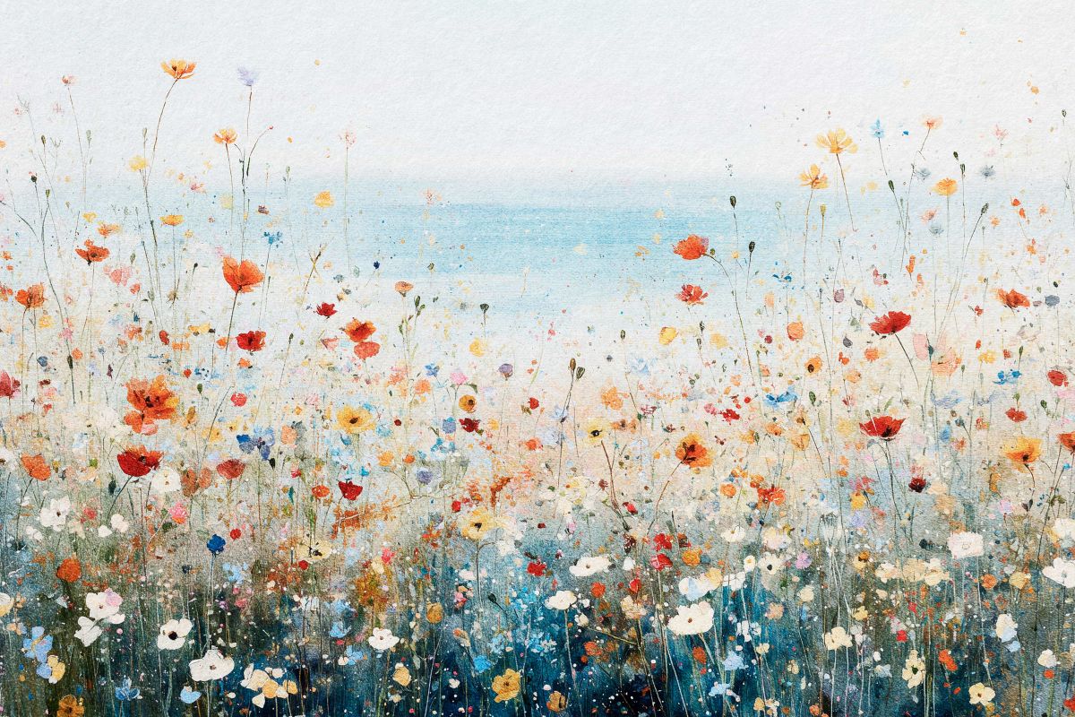 Vibrant Seaside Wildflower Painting