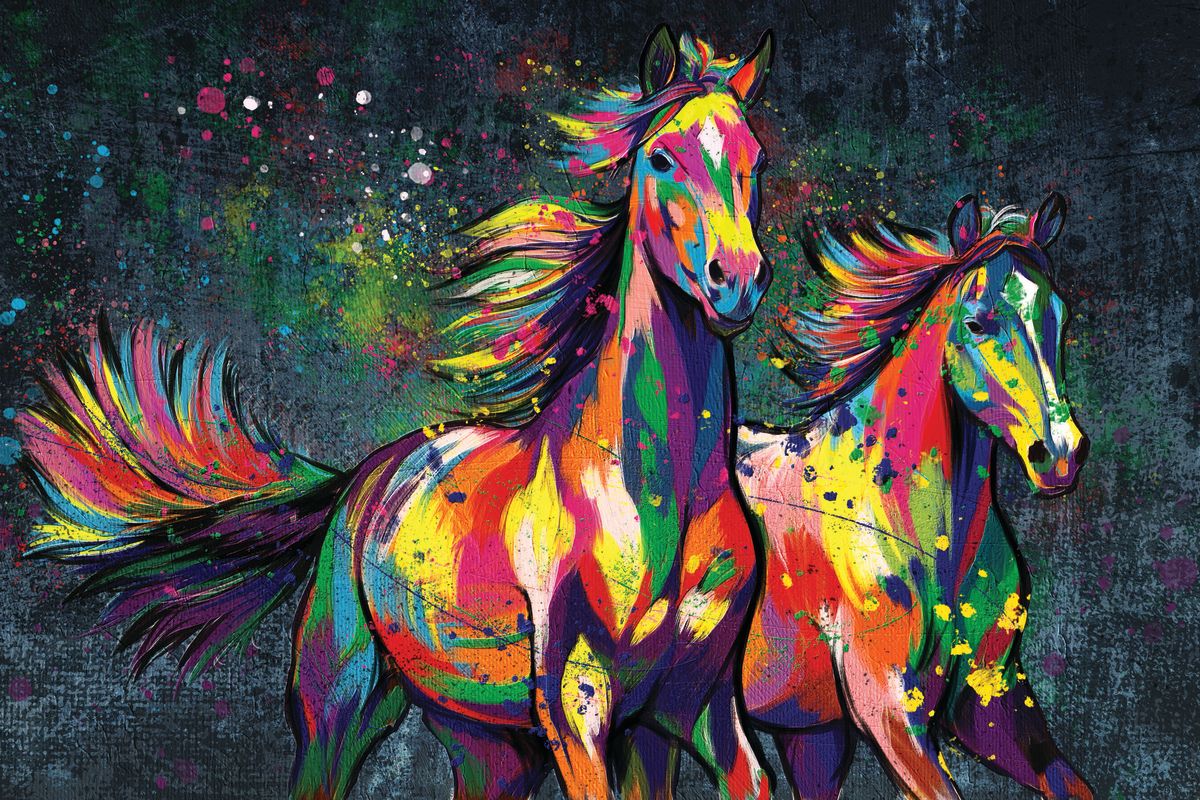Two Horses Color Splash Paint