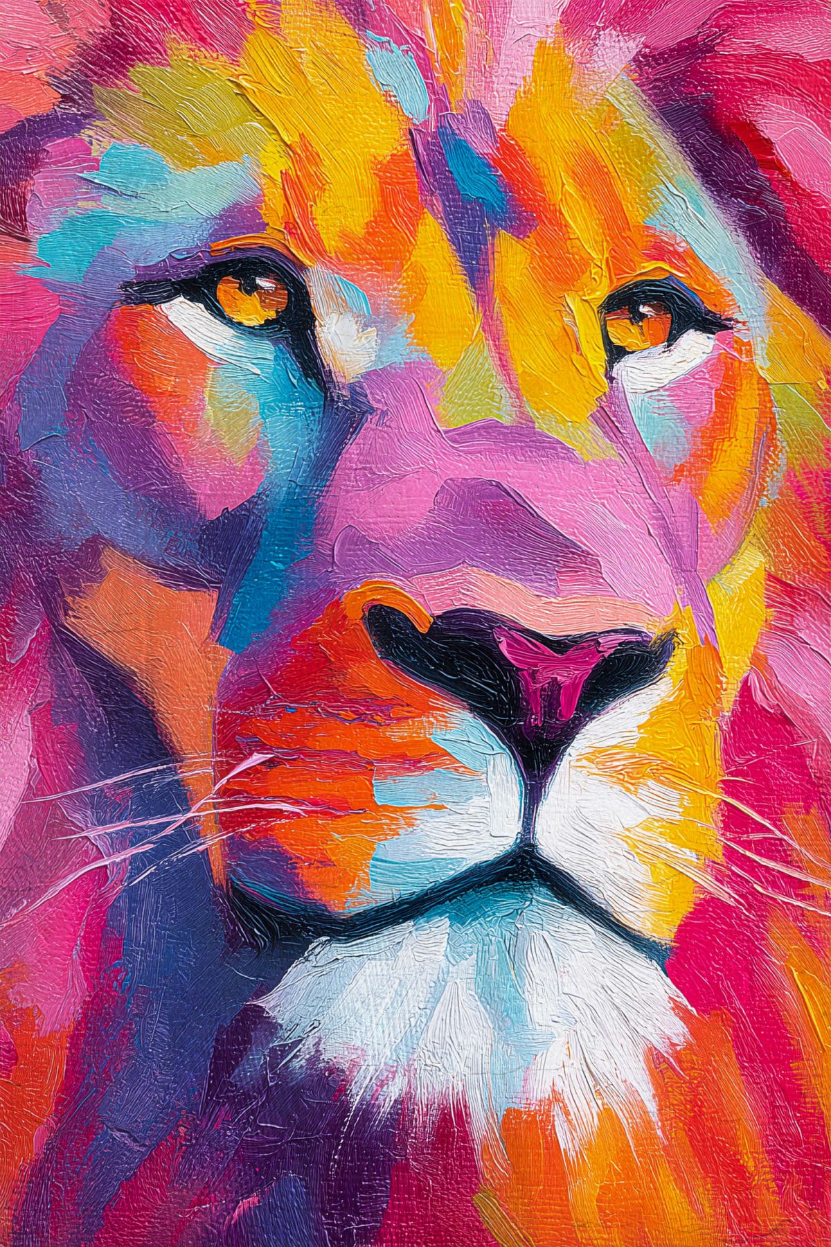Colorful Lion's Stare