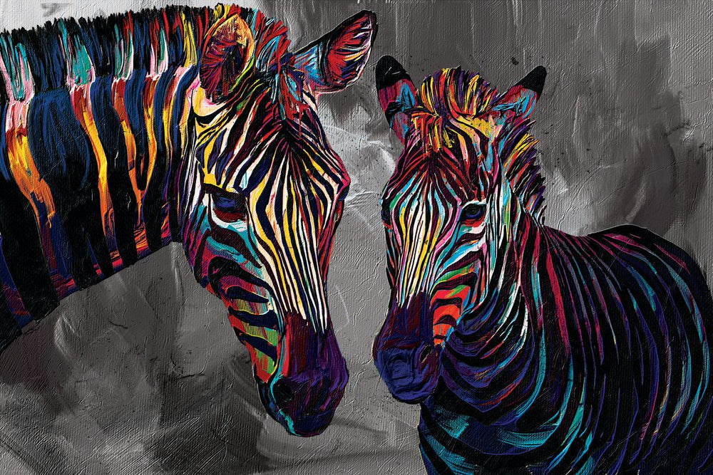 Zebra Parent And Child Abstract Color