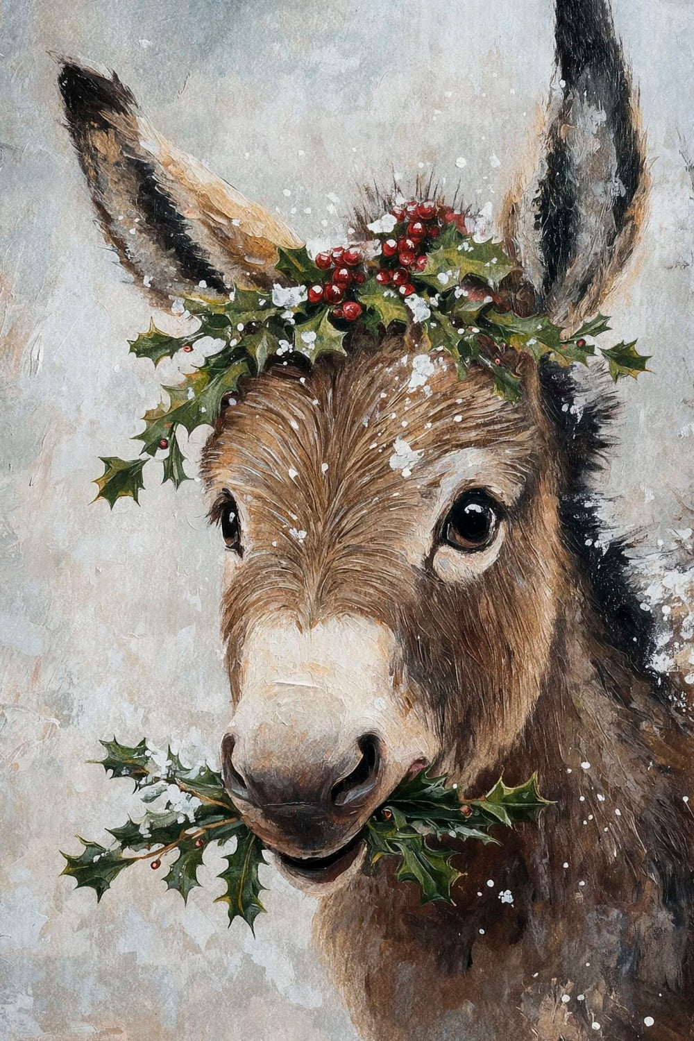 A Donkey With Holly
