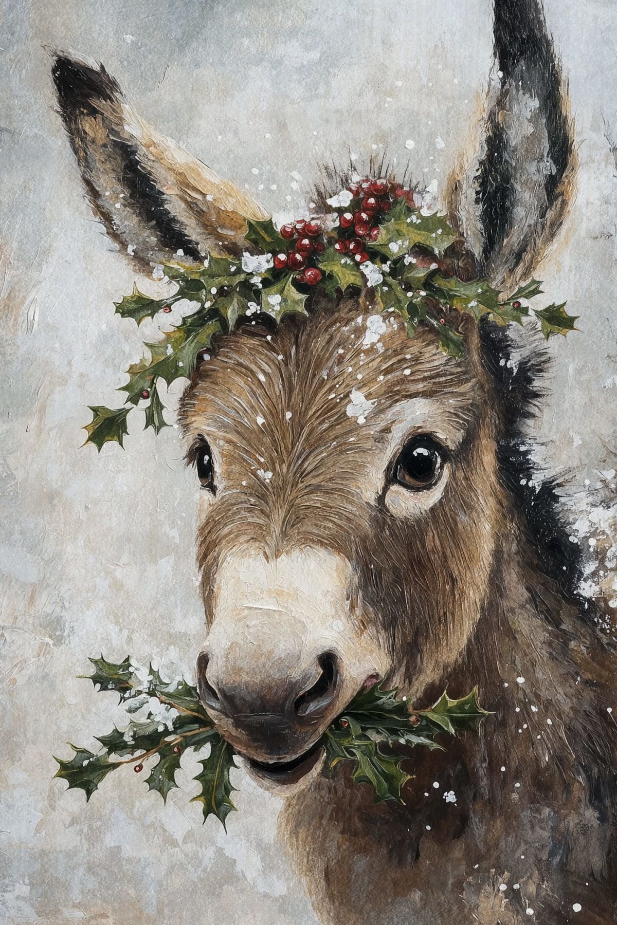 A Donkey With Holly