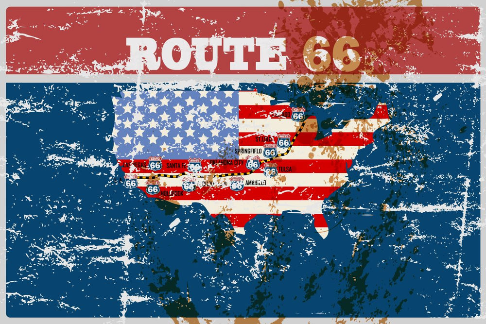 Route 66 American Flag Grunge