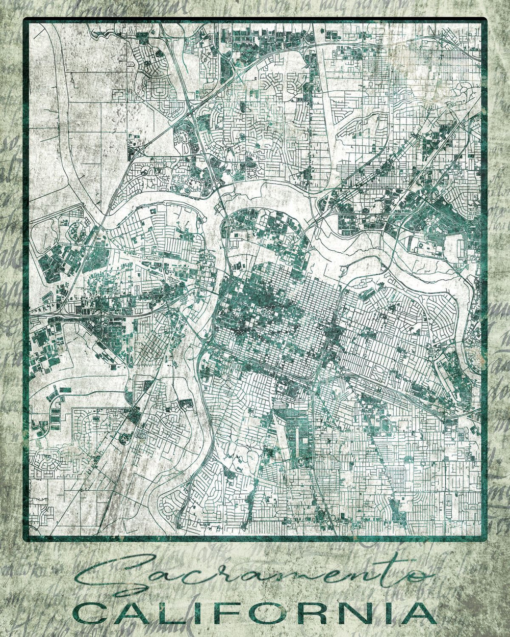 City Map Of Sacramento Grunge