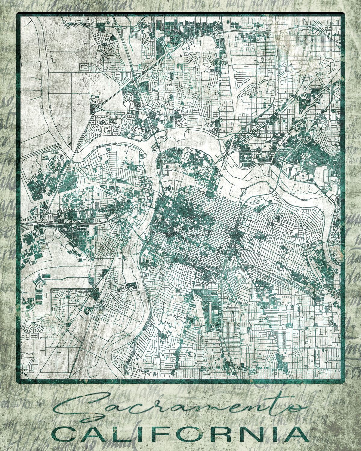 City Map Of Sacramento Grunge