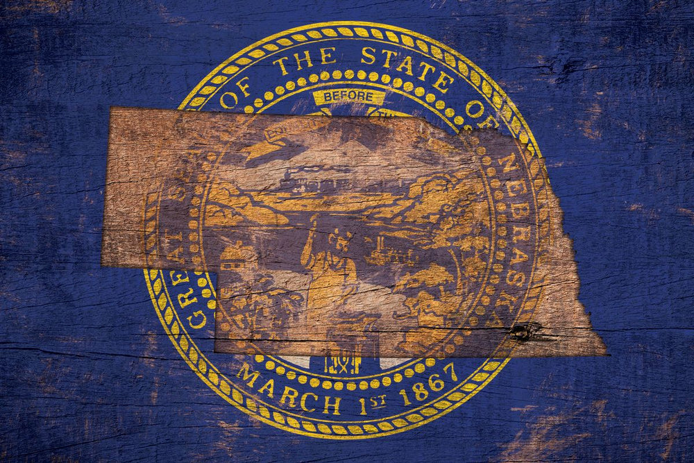 State Map Over Nebraska Flag