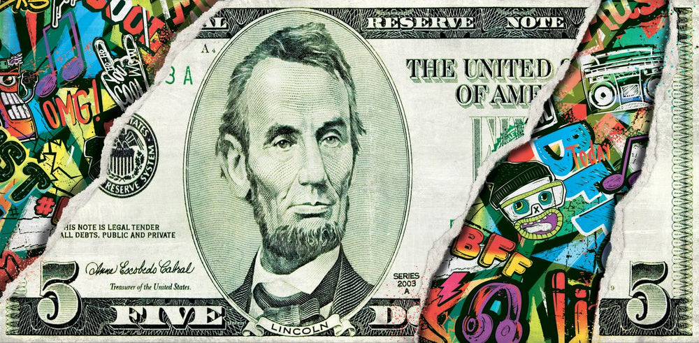 Graffiti Jefferson Dollar Bill