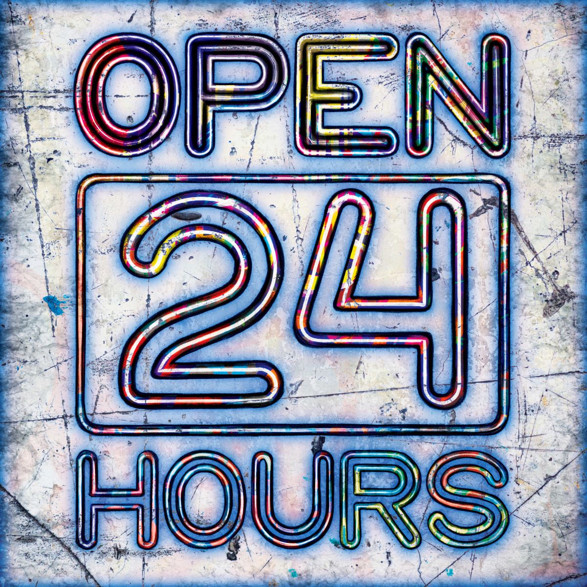 Open 24 Hours Graffiti