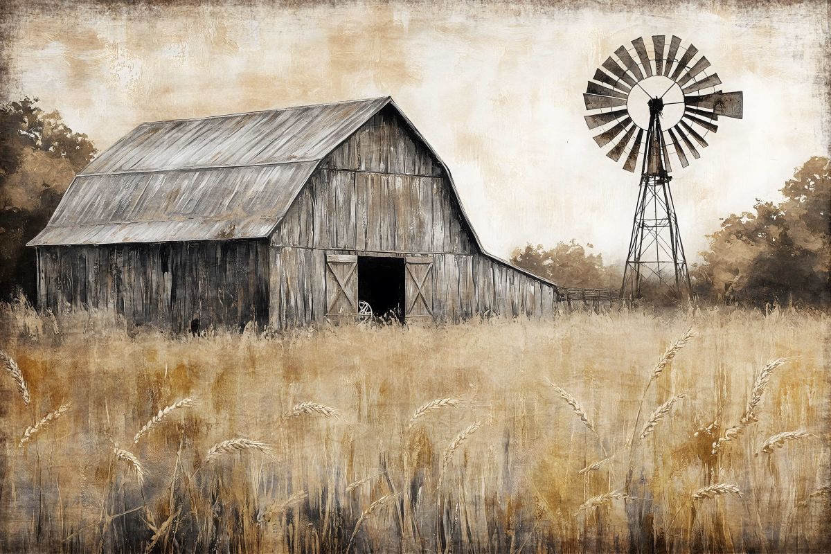Barn And Windmill