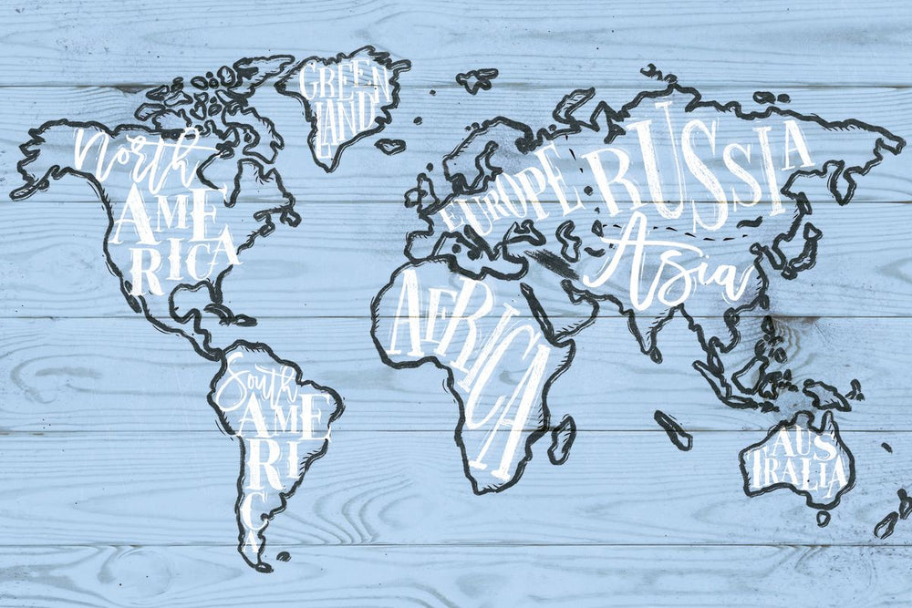 Blue Wooden Word Map
