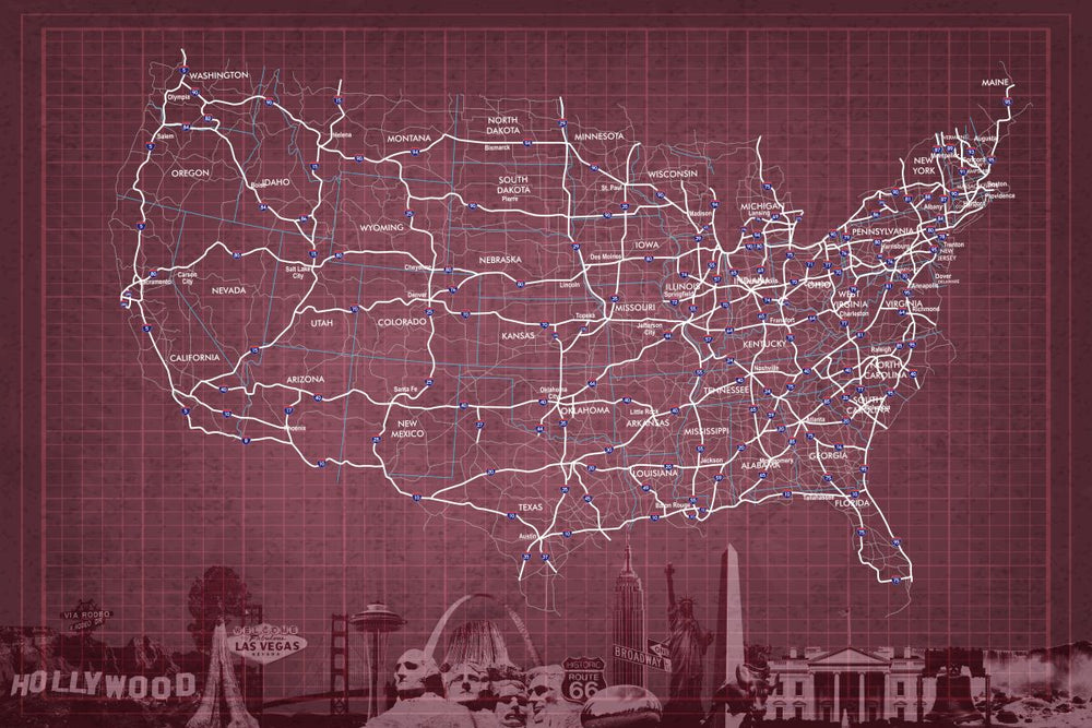 Maroon Highways USA Map