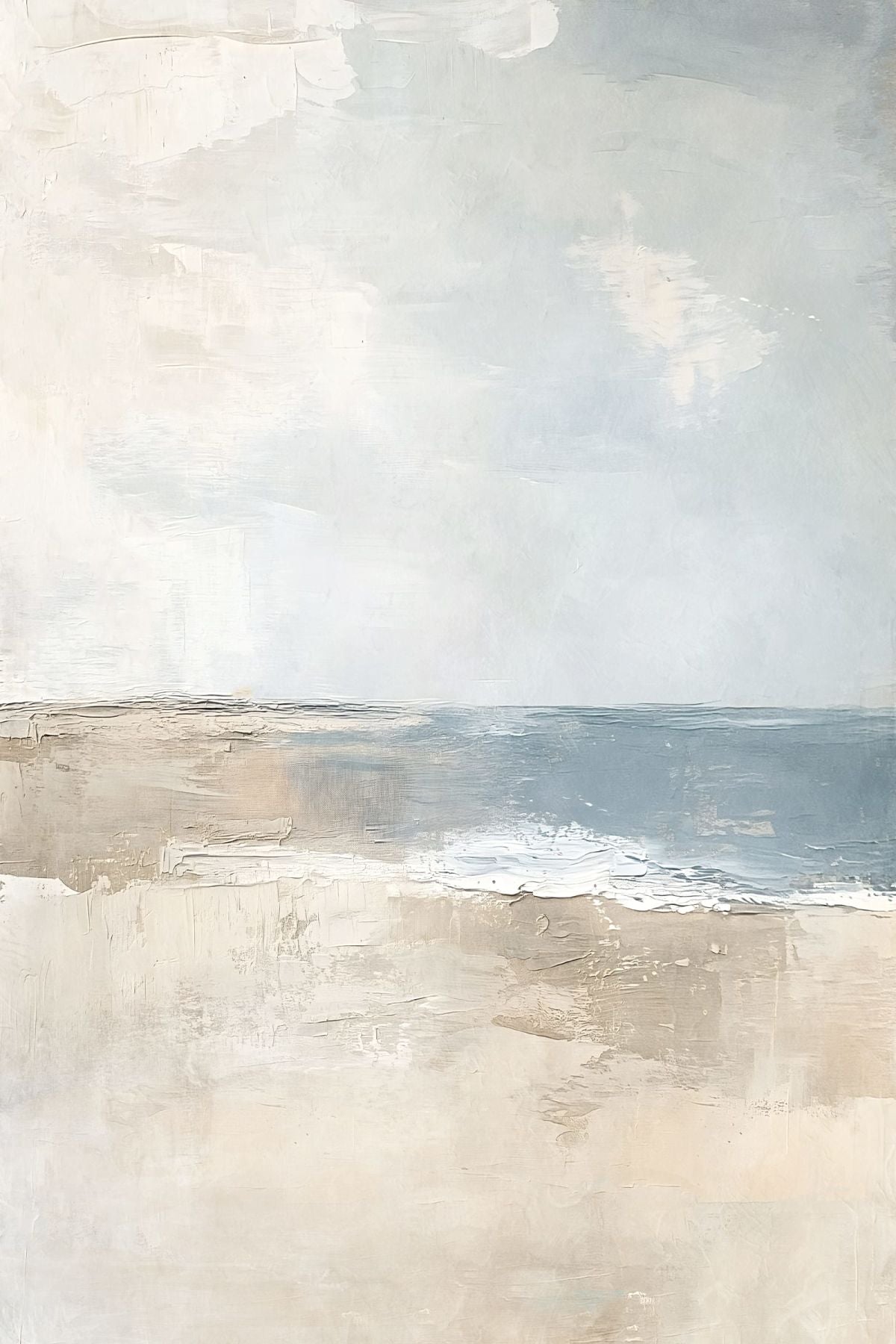 Beach Scene Under A Cloudy Sky Wall Art