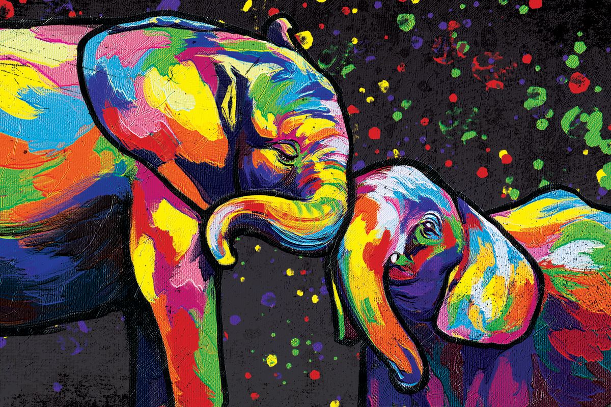 Mommy Elephant's Love Abstract Color