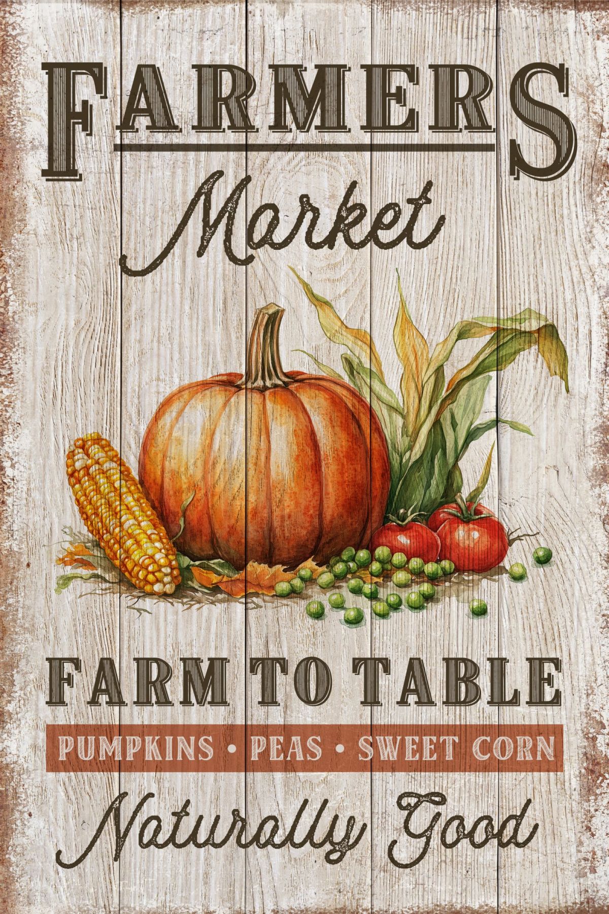 Farmers Market Pumpkin Peas And Corn Sign
