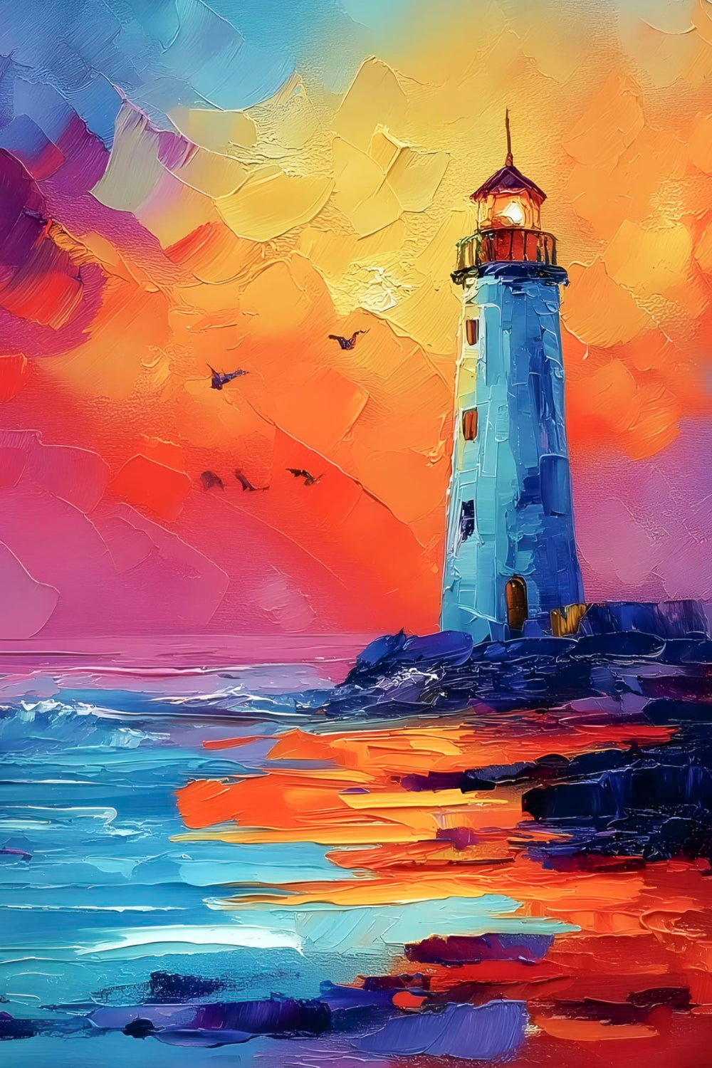 Birds By Lighthouse