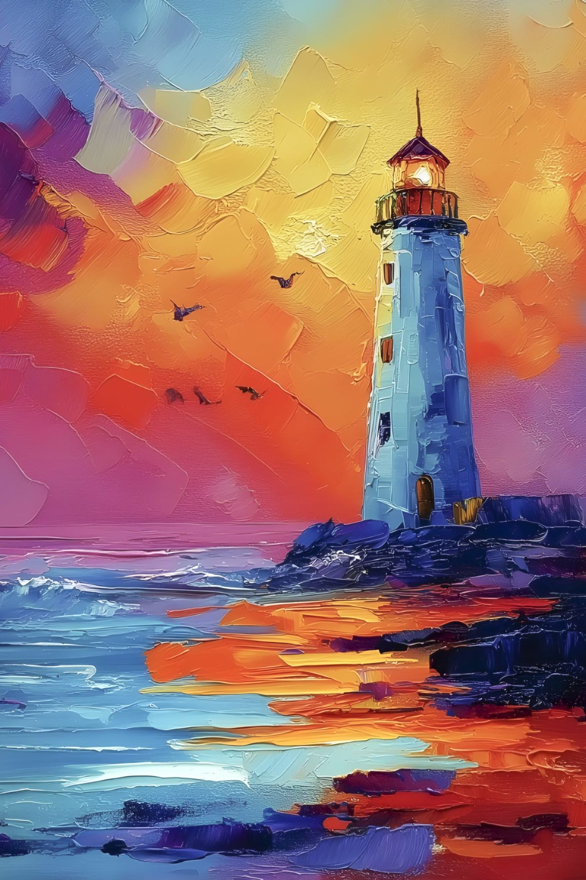 Birds By Lighthouse