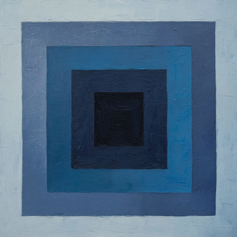 Blue Monochromatic Square Abstract Painting
