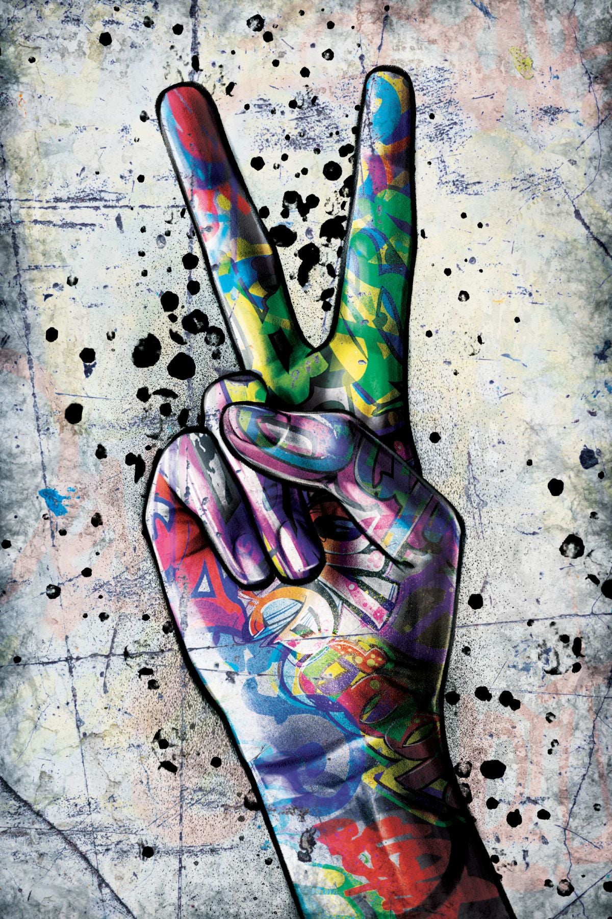 Hand Peace Sign Graffiti