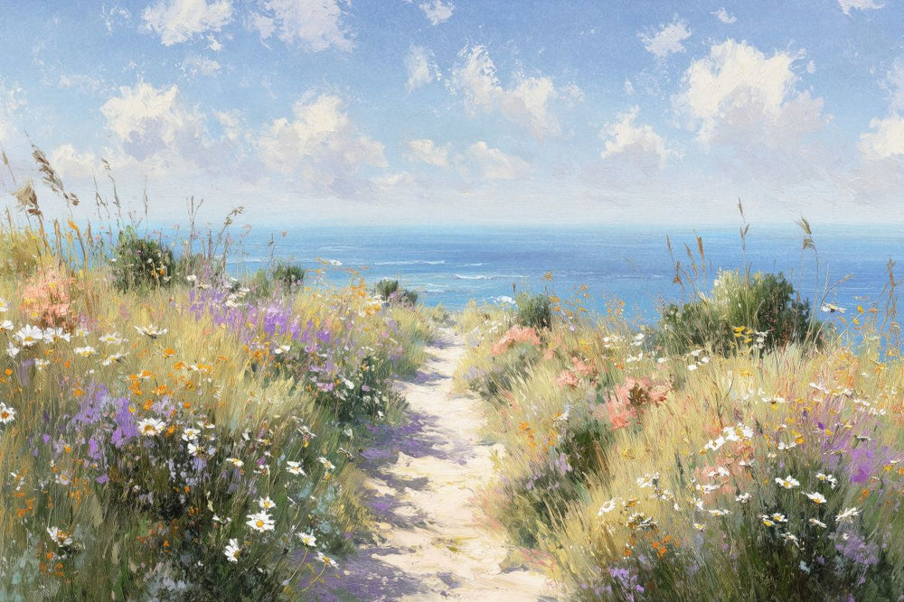 Sunlit Wildflower Coastal Path