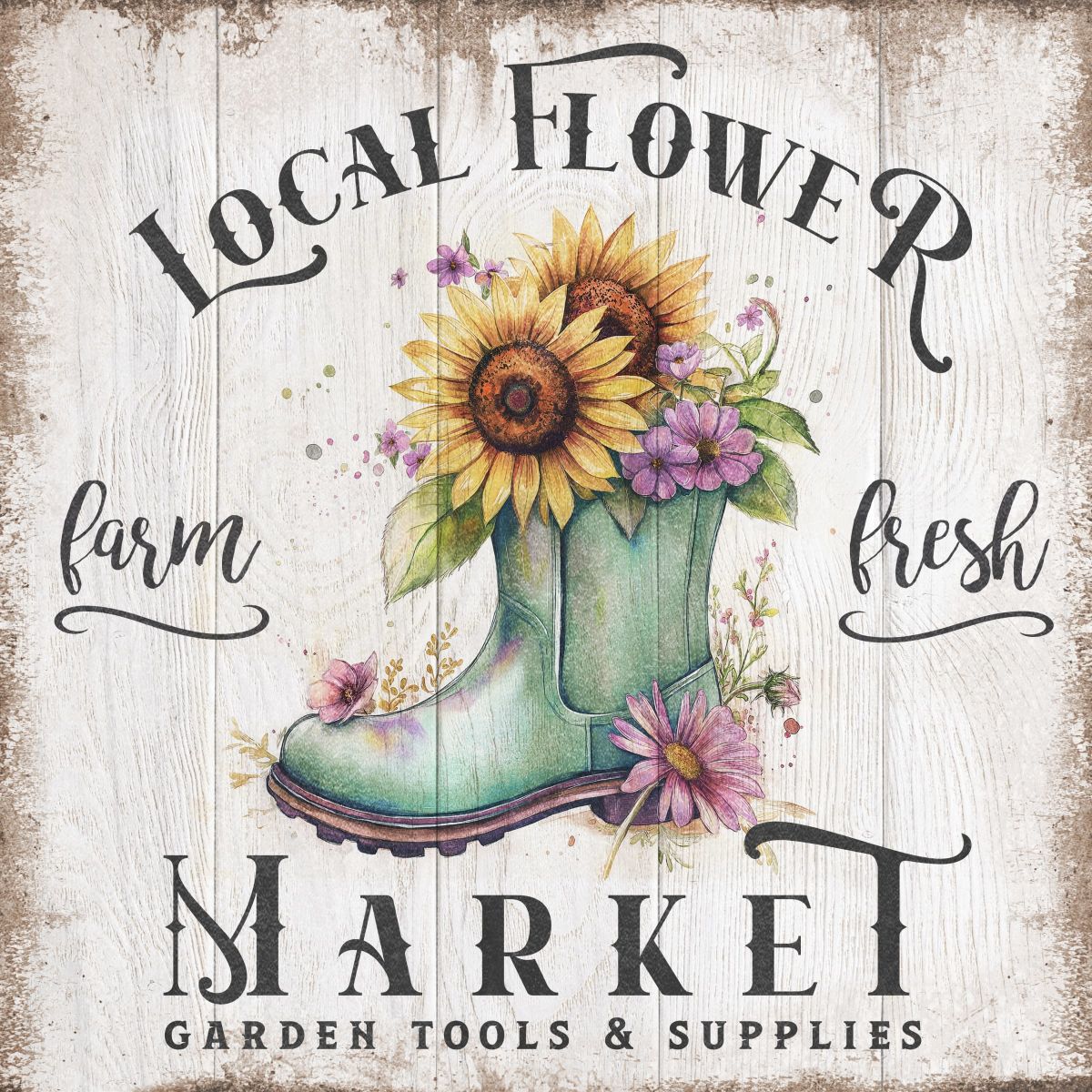 Local Flower Market Sign