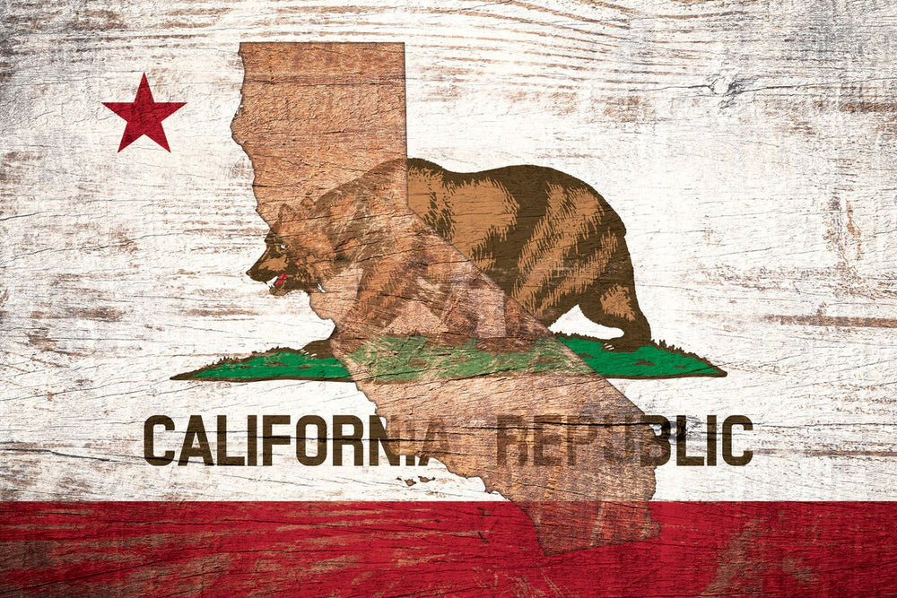 State Map Over California Flag