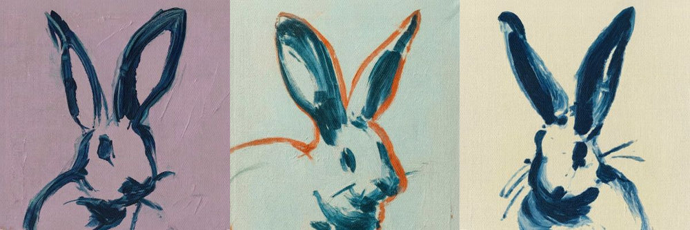 Pastel Rabbit Triptych
