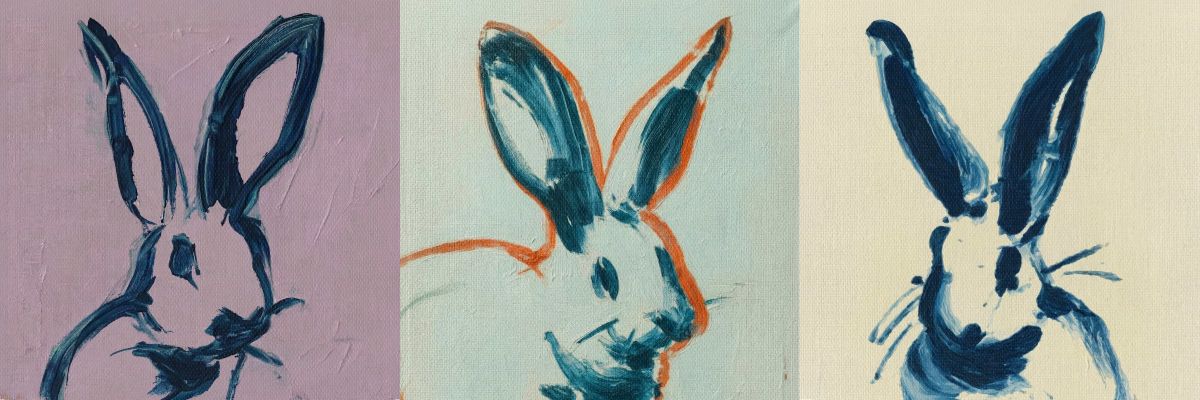 Pastel Rabbit Triptych